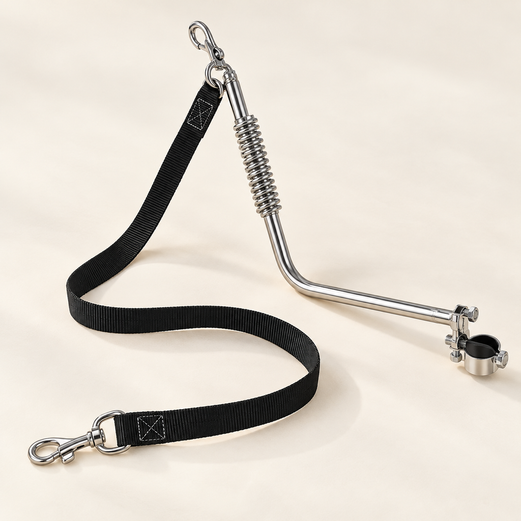 Laisse vélo pour chien en inox avec amortisseur