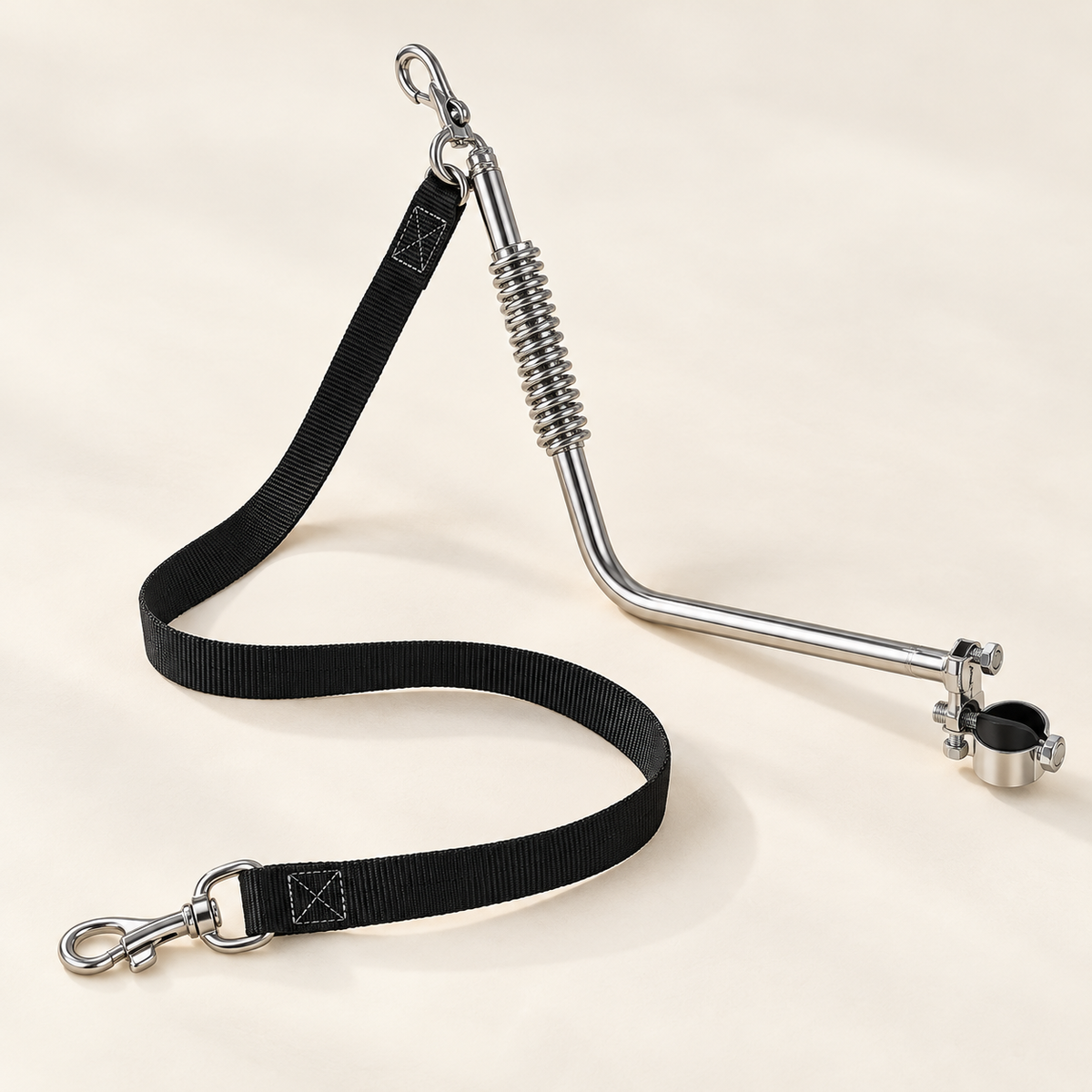 Laisse vélo pour chien en inox avec amortisseur