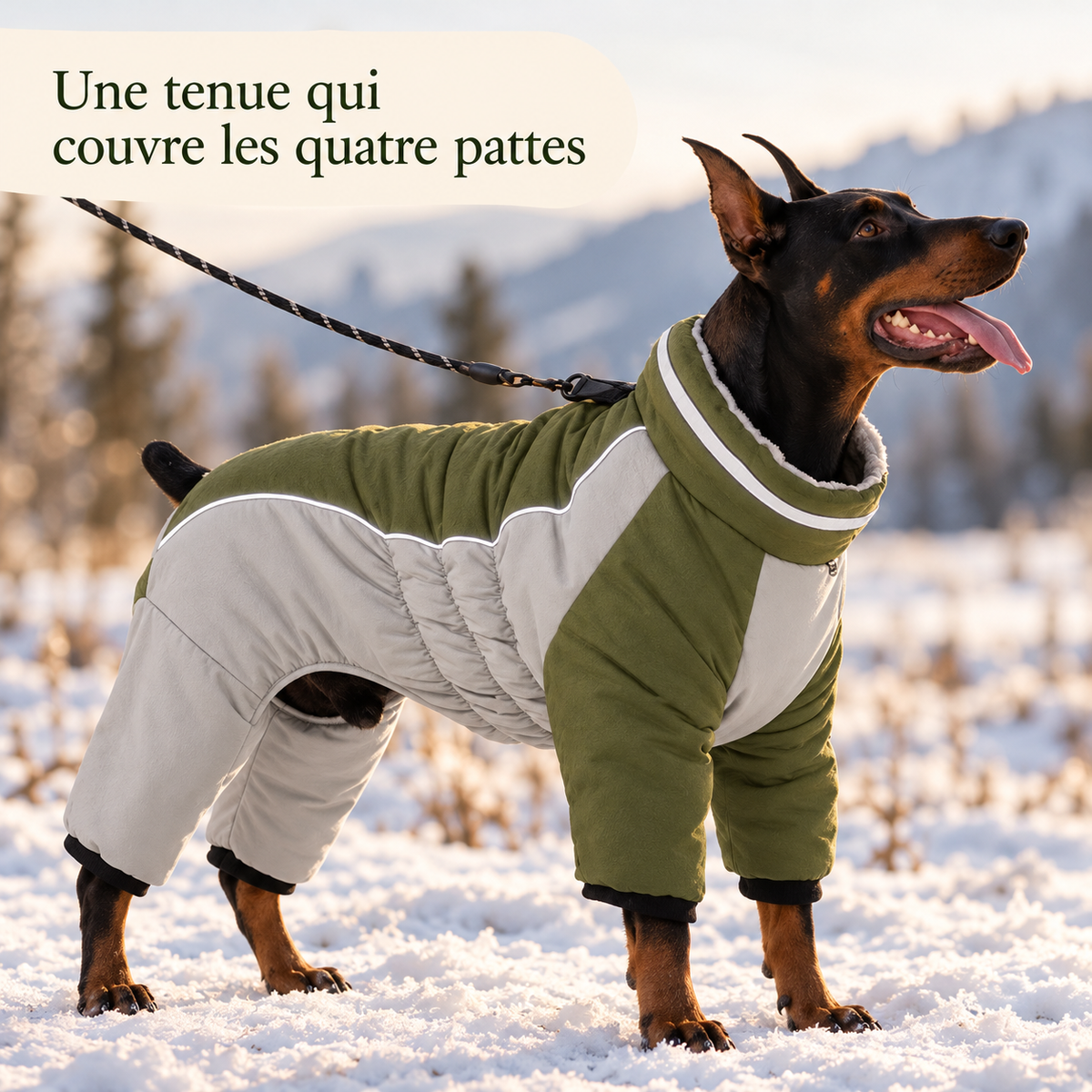 Combinaison polaire montagne pour chien avec harnais