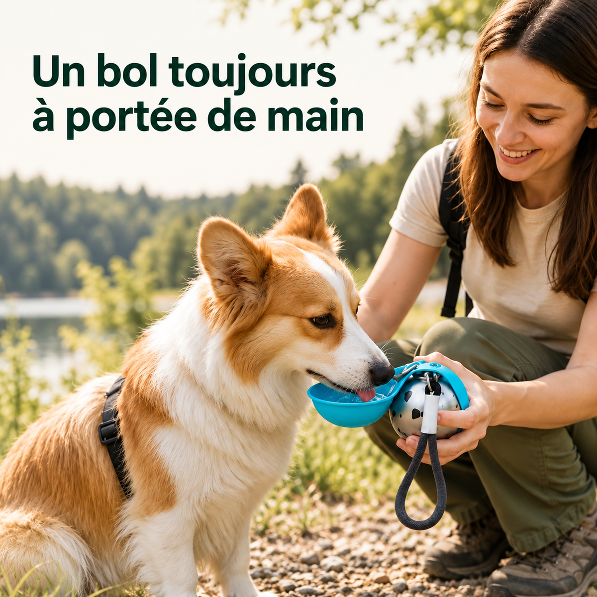 Gourde de voyage pour chien avec bol
