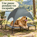 Lit de camp surélevé avec pare-soleil