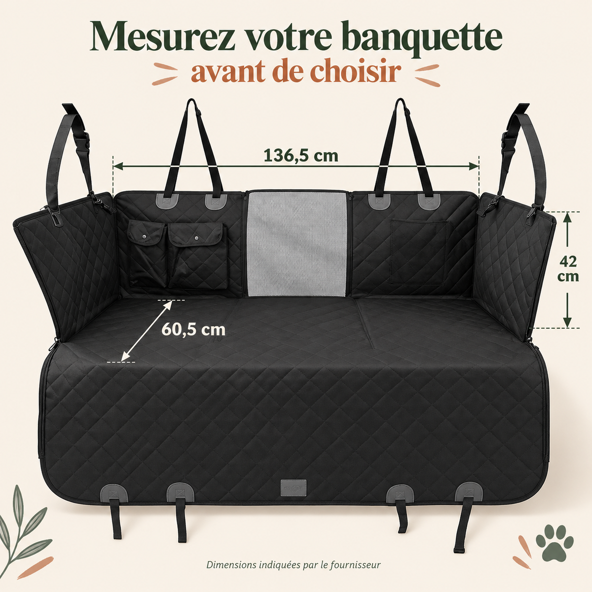 Housse de banquette à fond rigide pour chien