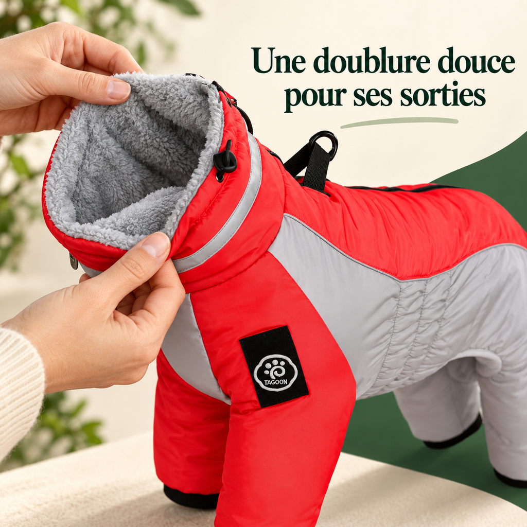 Combinaison polaire montagne pour chien avec harnais