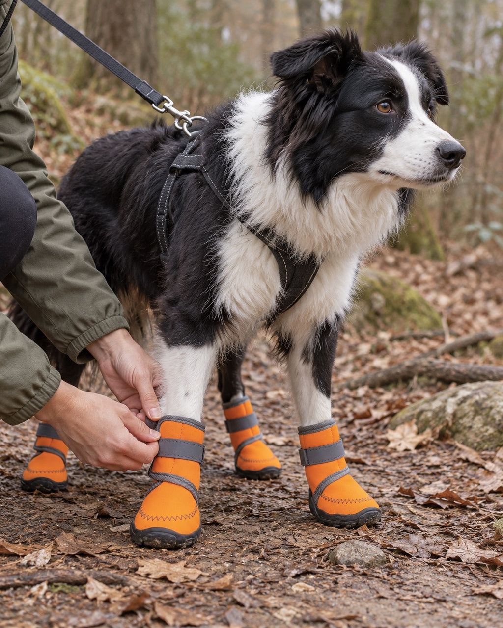 Bottes hautes pour chien, Orange — moment de vie