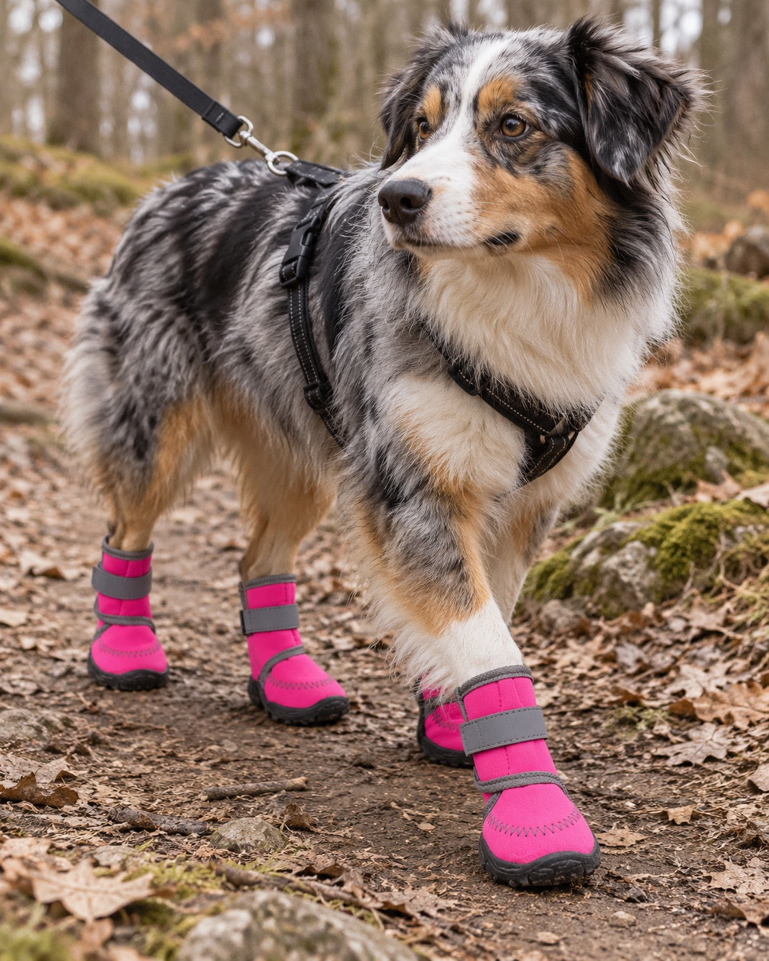 Bottes hautes pour chien, Rose — en situation