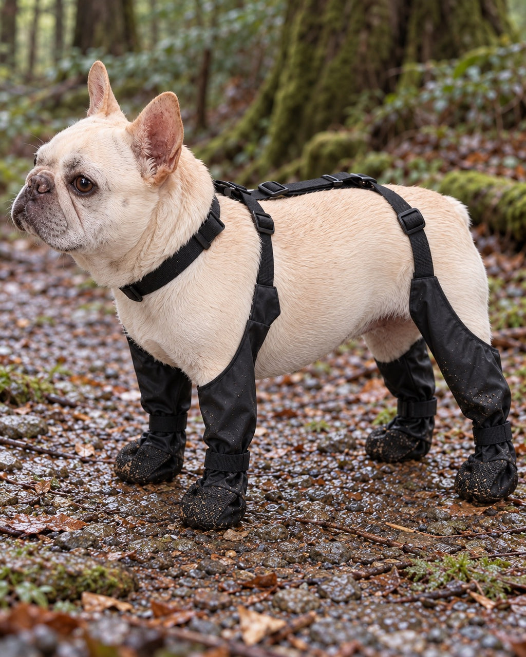 Bottes imperméables pour chien, Noir — vue rapprochée. Taille présentée : S (gabarit indicatif).