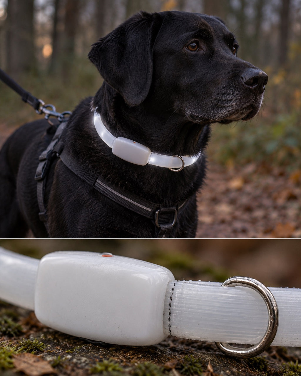Collier LED rechargeable pour chien, Modele unique — détails et finitions