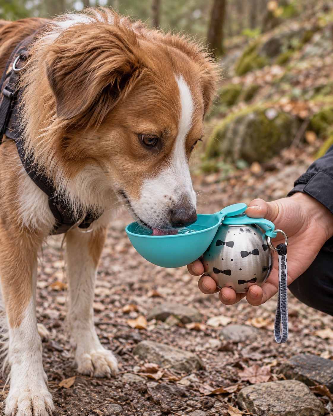 Gourde de voyage pour chien avec bol, Bleu — vue d’ensemble