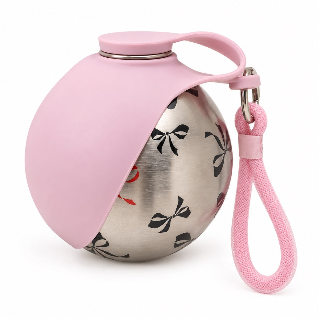 Gourde de voyage pour chien avec bol, Rose — produit seul