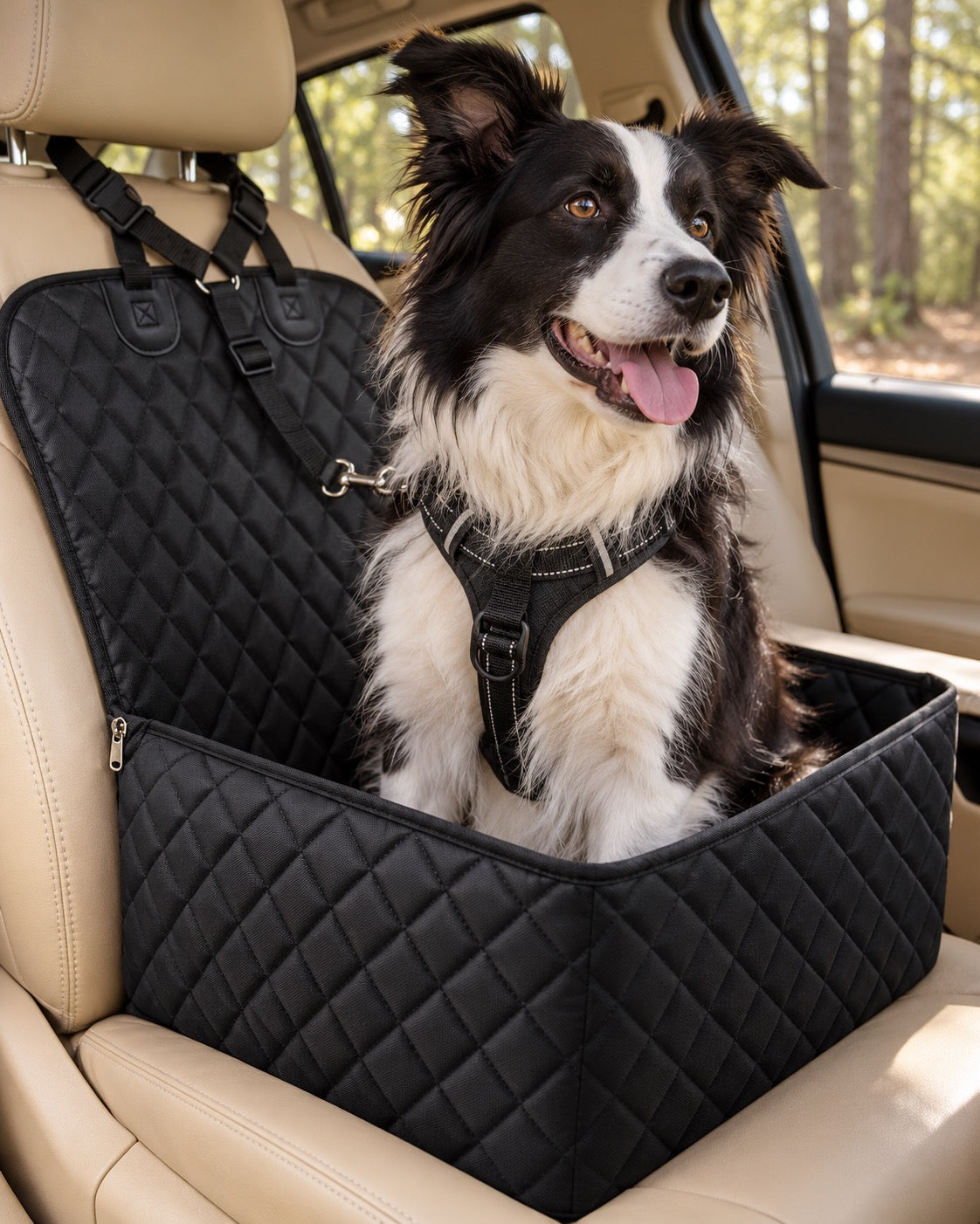 Housse de banquette imperméable pour chien, Noir — vue rapprochée