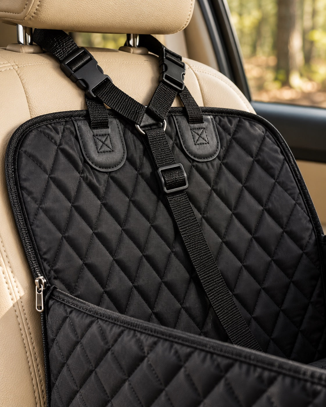 Housse de banquette imperméable pour chien, Noir — détails et finitions