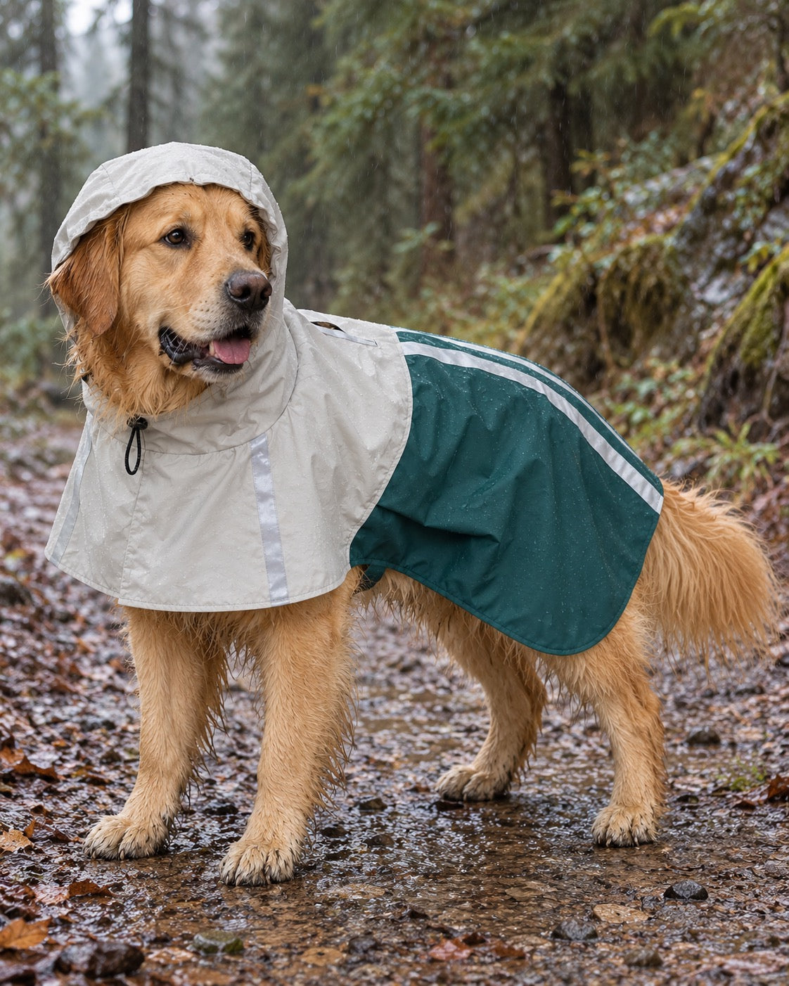 Imperméable à capuche pour chien, Modele unique — vue d’ensemble