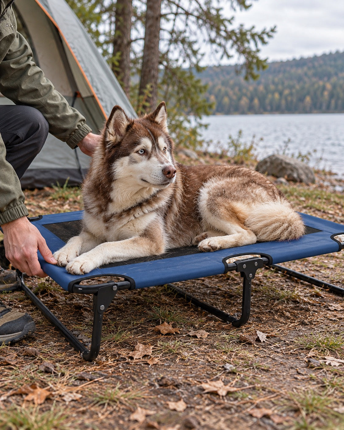 Lit de camp surélevé pour chien, Modele unique — moment de vie
