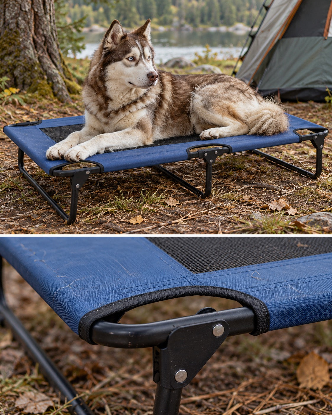 Lit de camp surélevé pour chien, Modele unique — détails et finitions