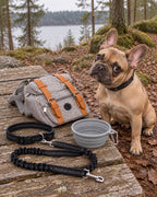 Pack Vadrouille, Sac gris — laisse noire — gamelle grise — vue d’ensemble