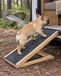 Rampe pour chien en bois massif réglable 70 cm, Modele unique — en situation. Taille présentée : 70 cm.