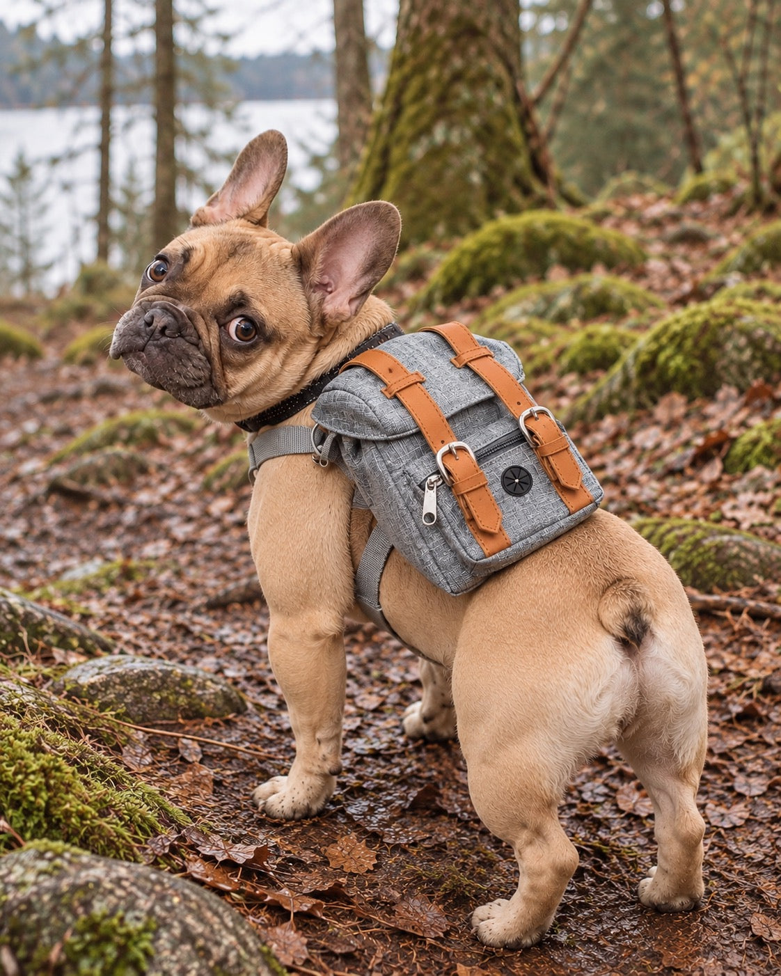 Sac à dos de randonnée pour chien, Bleu — vue d’ensemble. Taille présentée : gabarit source.