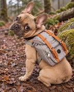 Sac à dos de randonnée pour chien, Gris — vue rapprochée. Taille présentée : gabarit source.