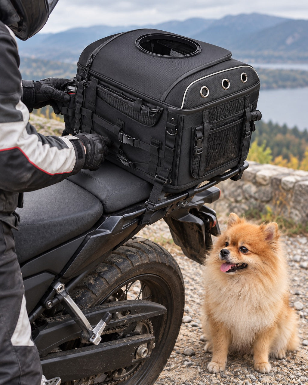 Sac de transport moto pour chien et chat, Modele unique — moment de vie