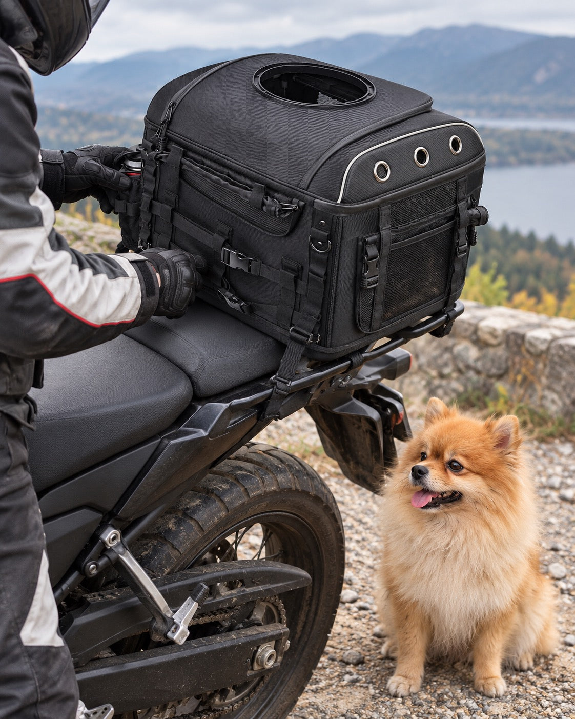 Sac de transport moto pour chien et chat, Modele unique — moment de vie