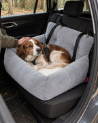 Panier de voiture en peluche pour chien, gris, taille L — moment-de-vie