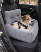 Panier de voiture en peluche pour chien, gris, taille M — situation