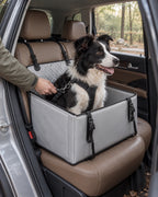 Siège de voiture pour chien avec cadre, Gris — moment de vie. Taille présentée : gabarit source.