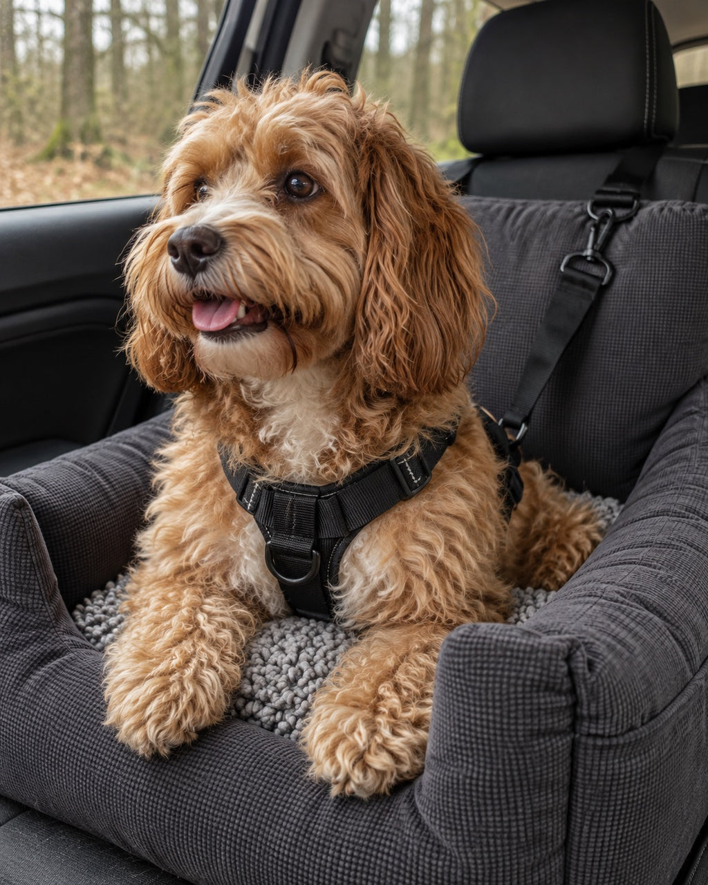 Siège de voiture pour chien — Confort, Gris — vue rapprochée