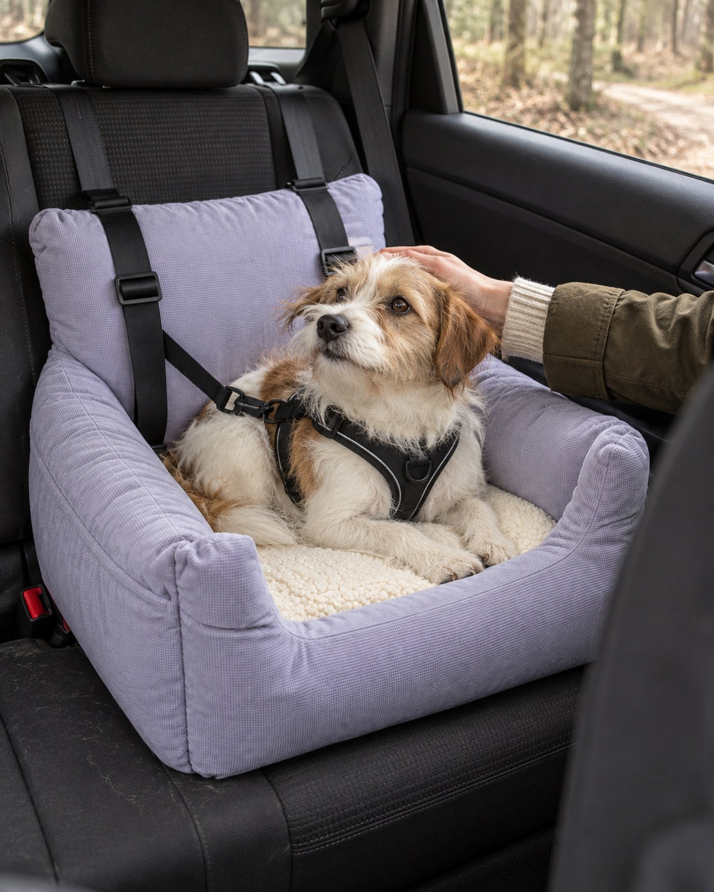 Siège de voiture pour chien — Confort, Violet — moment de vie