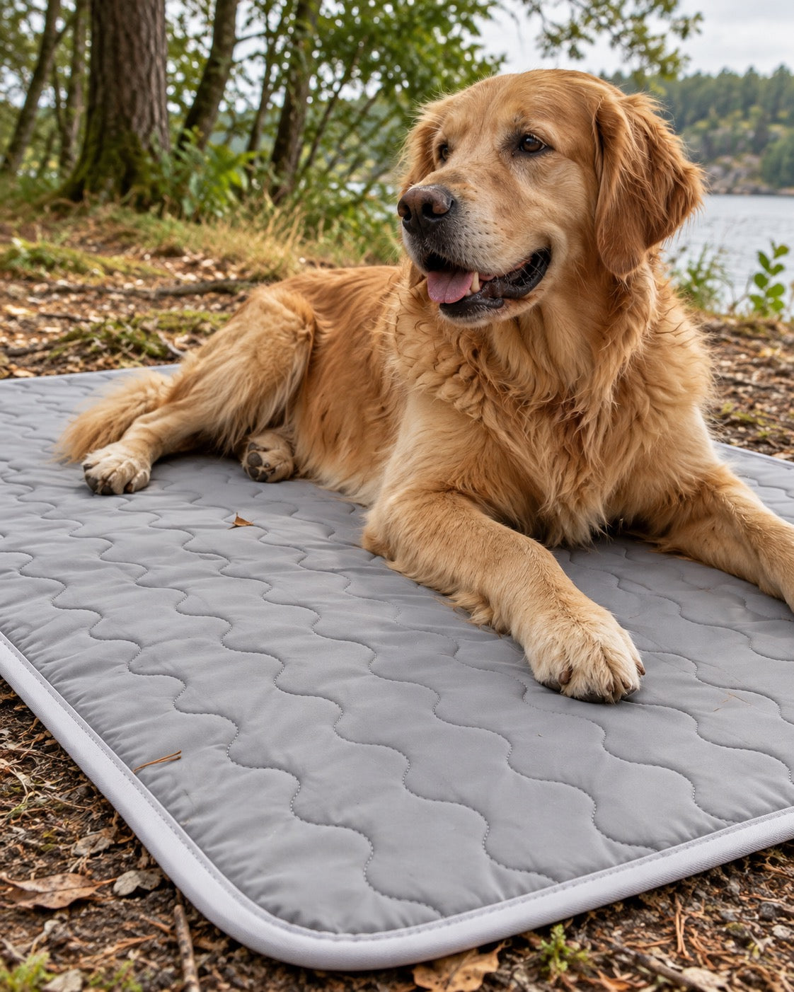 Tapis rafraîchissant pour chien, Gris — vagues 100x150 cm — détails et finitions